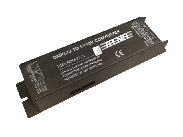 DMX110 - Convertitore DMX>0/1-10Vcc 4x20mA12/24Vcc