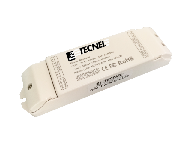 Amplificatore CC RGBW 193W 12/48Vcc 350/1050mA