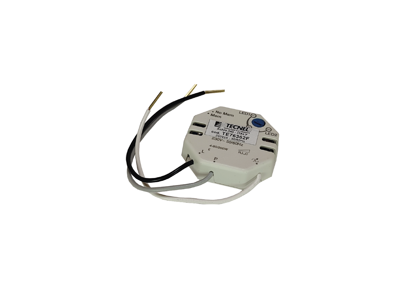 TE76362F Dimmer LED fondo scatola 080W 230Vac Collegamento 2 Fili