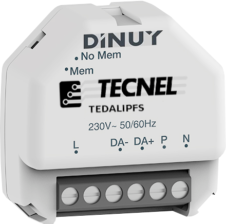 TEDALIPFS - Dimmer fondo scatola DINUY 230V a Pulsanti uscita DALI comando 50 Dispositivi